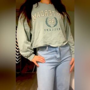 COPY - cute green cropped oversized sweatshirt